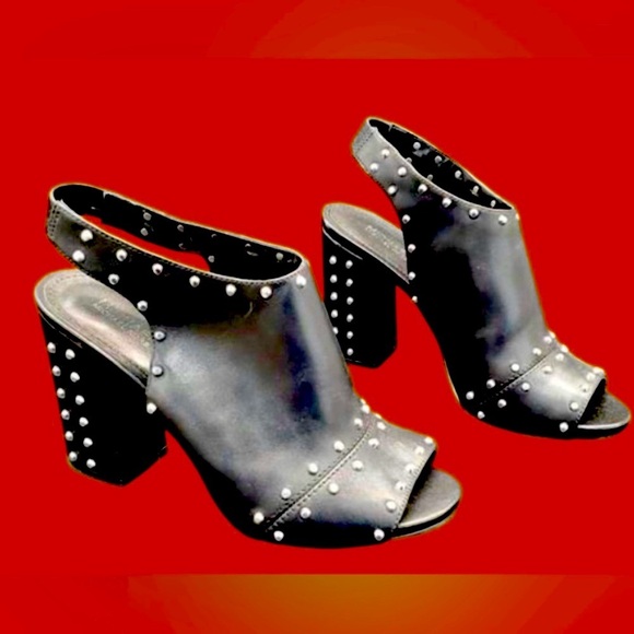 MICHAEL Michael Kors Black luxe leather Block/Chunky Heels Size 6.5 - Picture 2 of 5